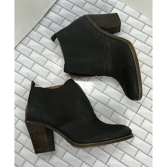 Lucky Brand LK- Ehllen Booties Black Distressed Womens 8M Cowgirl Western Boho - Picture 3 of 10